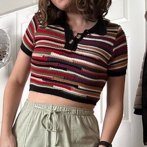 Colorful Knit Crop Top